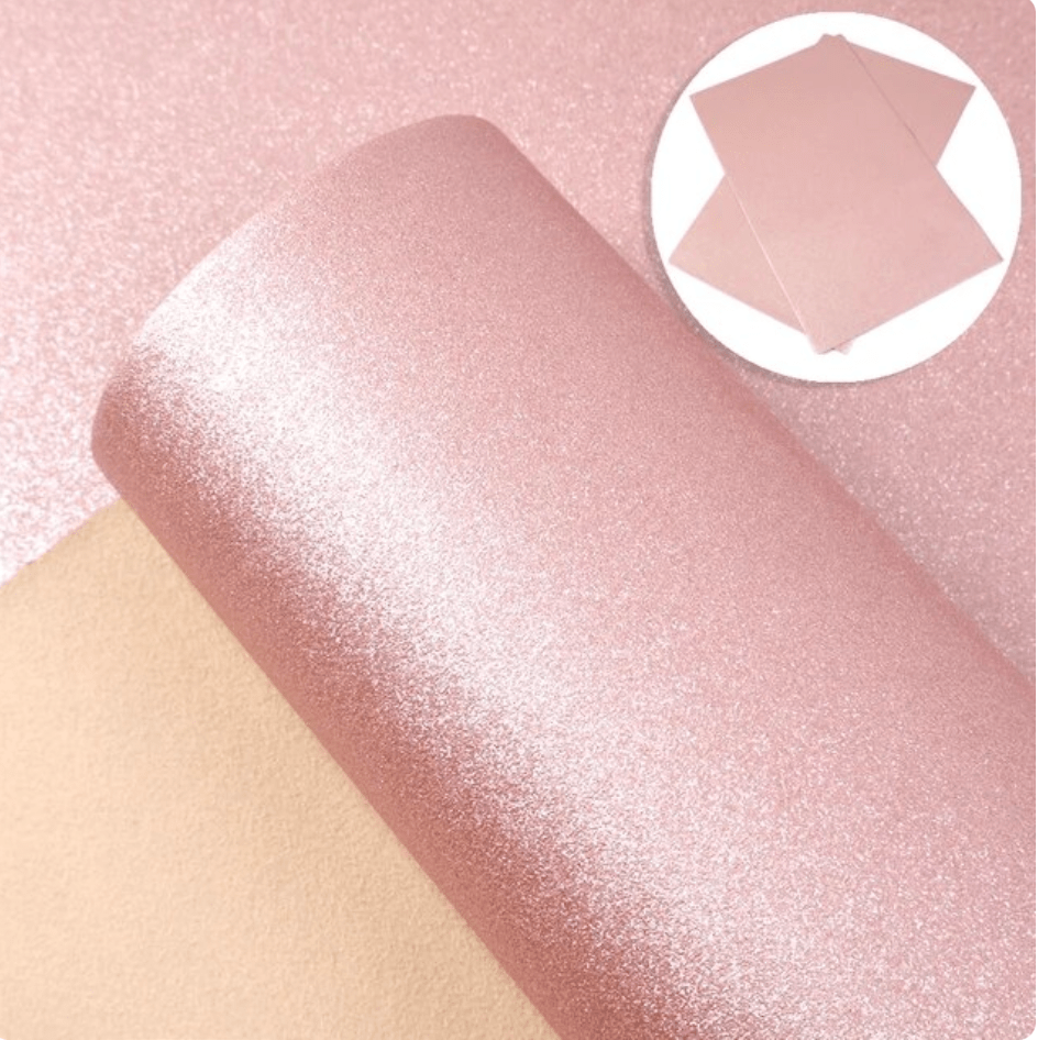 20*33cm Baby Pink Shimmer Smooth Sheepskin Texture, Long Leatherette Sheet Basics Leather & Vinyl