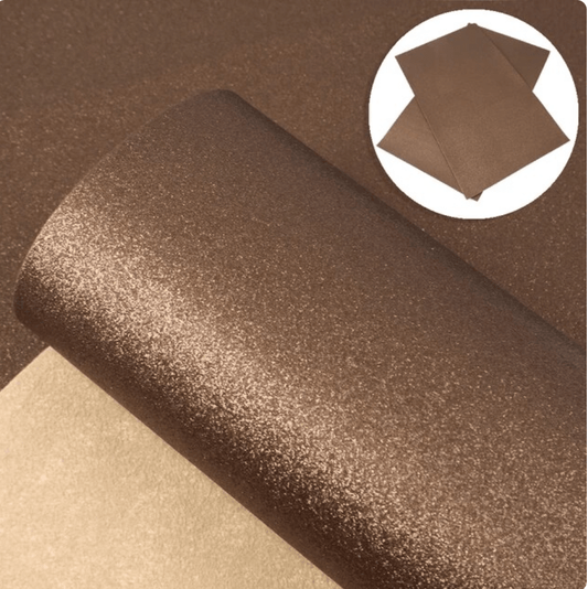 20*33cm Chocolate Shimmer Smooth Sheepskin Texture, Long Leatherette Sheet Basics Leather & Vinyl