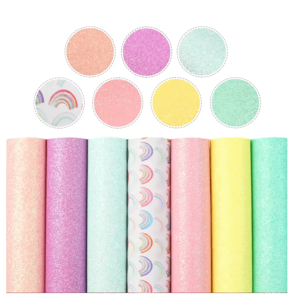 20*33cm EASTER Pastel - 7 Full Sized Sheet Set with Various Textures Leatherette Sheets *SET*, Bulk Buy Promotions Leather & Vinyl