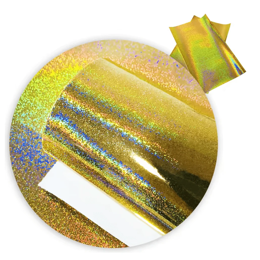 20*33cm Gold Holographic Confetti, Smooth Long Leatherette Sheet, Basics Leather & Vinyl