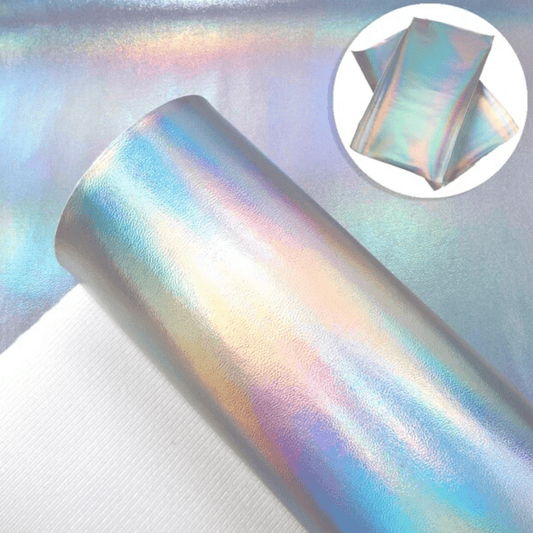 20*33cm Holographic Bright Silver, Smooth Long Leatherette Sheet, Basics Leather & Vinyl