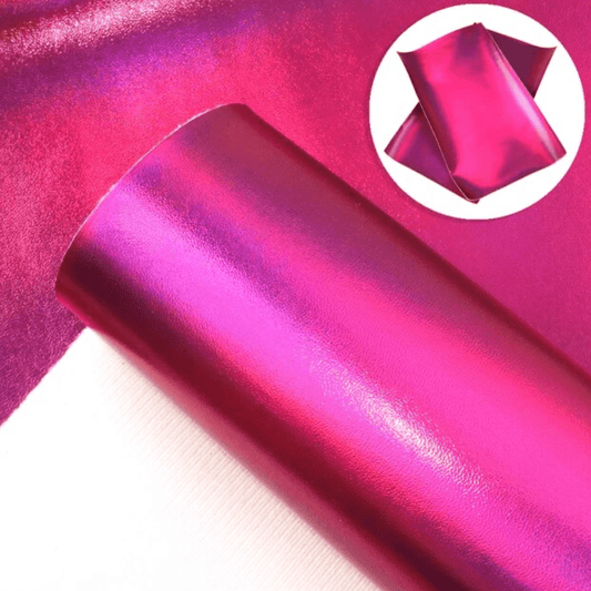 20*33cm Holographic Metallic Pink, Smooth Long Leatherette Sheet, Basics Leather & Vinyl
