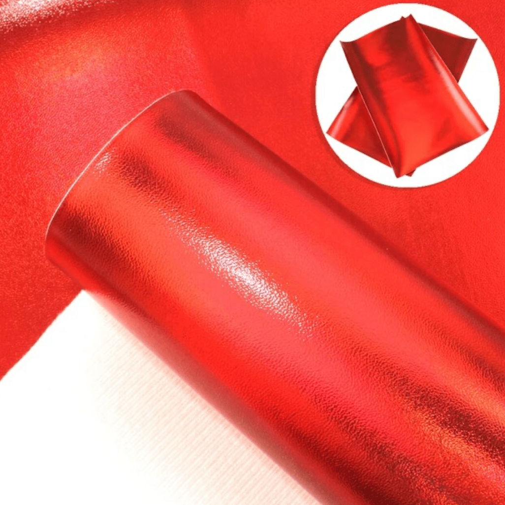 20*33cm Holographic Metallic Red, Smooth Long Leatherette Sheet, Basics Leather & Vinyl
