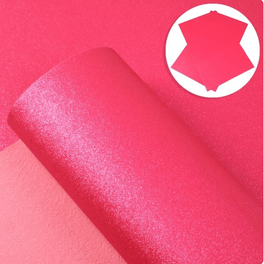 20*33cm Hot Pink Shimmer Smooth Sheepskin Texture, Long Leatherette Sheet Basics Leather & Vinyl