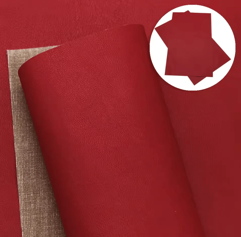 20*33cm Lipstick *Dark Red* Textured Long Leatherette Sheet Leather & Vinyl