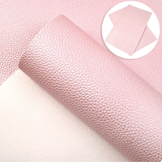 20*33cm Metallic Pink Blush Faux Leather Texture Finish, Leatherette Sheet Leather & Vinyl