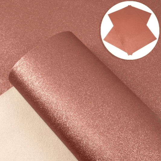 20*33cm Metallic Rose Gold Fine Glitter Smooth Long Leatherette Sheet, Basics Leather & Vinyl