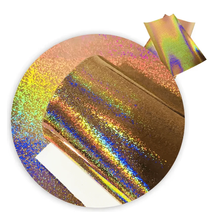 20*33cm Rose Gold Holographic Confetti, Smooth Long Leatherette Sheet, Basics Leather & Vinyl