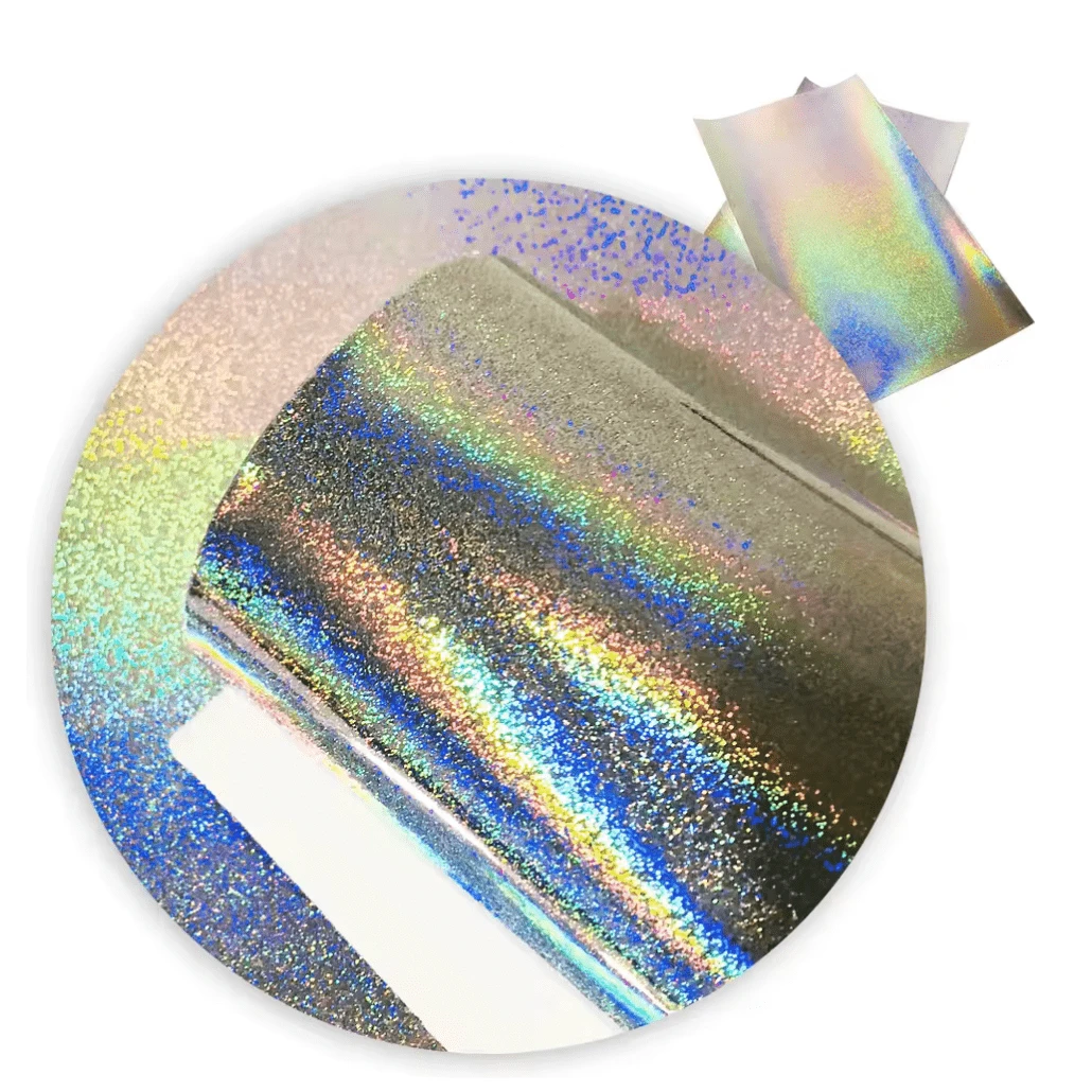 20*33cm Silver Holographic Confetti, Smooth Long Leatherette Sheet, Basics Leather & Vinyl