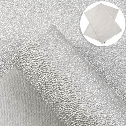 20*33cm Silver Metallic Leather Texture, Long Leatherette Sheet Basics Leather & Vinyl
