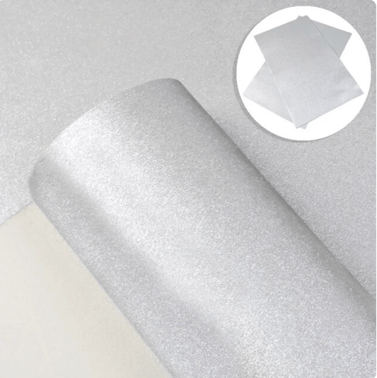 20*33cm Silver Shimmer Smooth Sheepskin Texture, Long Leatherette Sheet Basics Leather & Vinyl