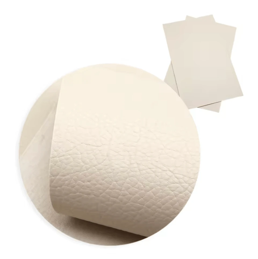 20*33cm White-Ivory Leather Lychee Texture, Long Leatherette Sheet Basics Leather & Vinyl