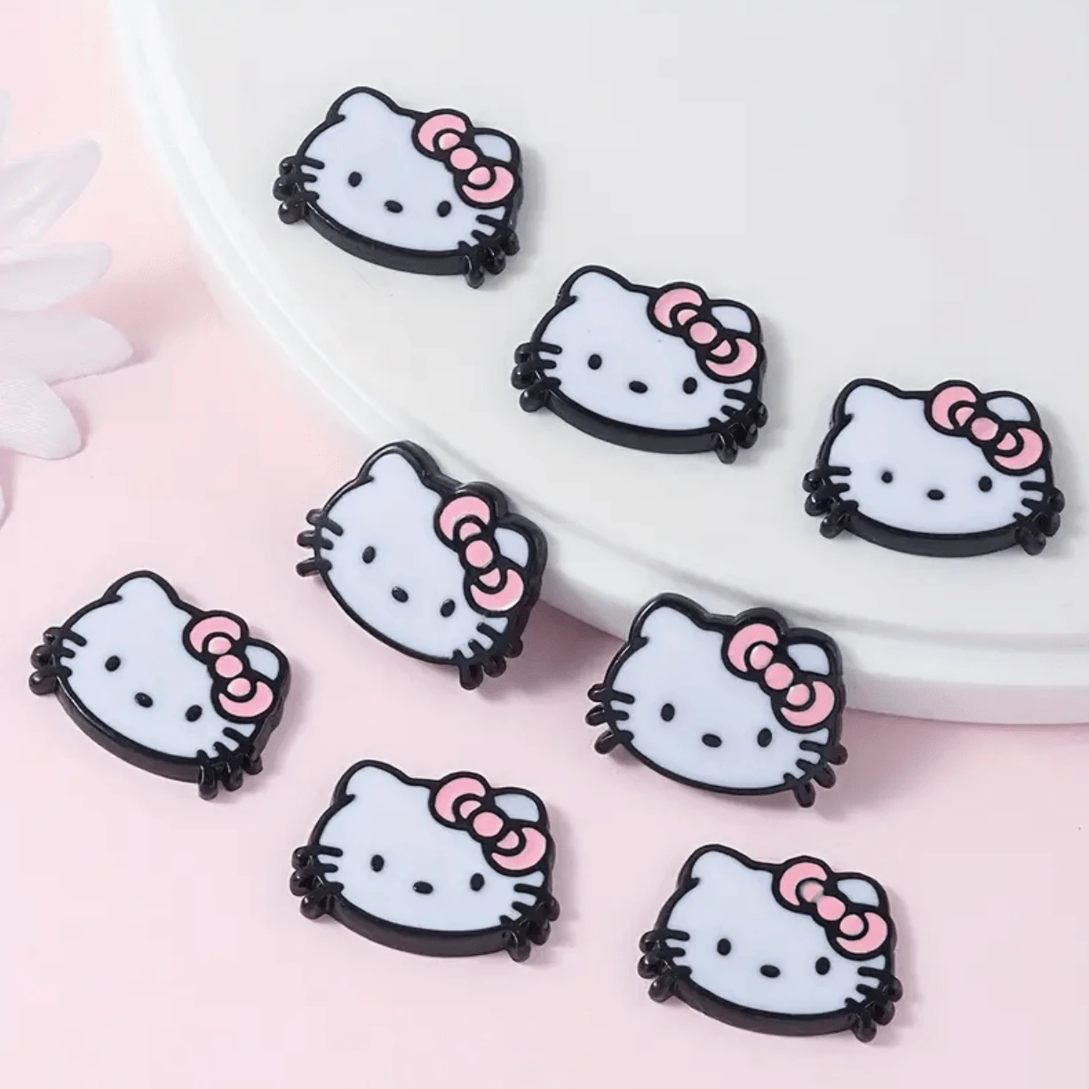 20*33mm "Pink Bow Kitty" Acrylic Cat Shaped, Glue on, Resin Gems (Sold in pair) Resin Gems