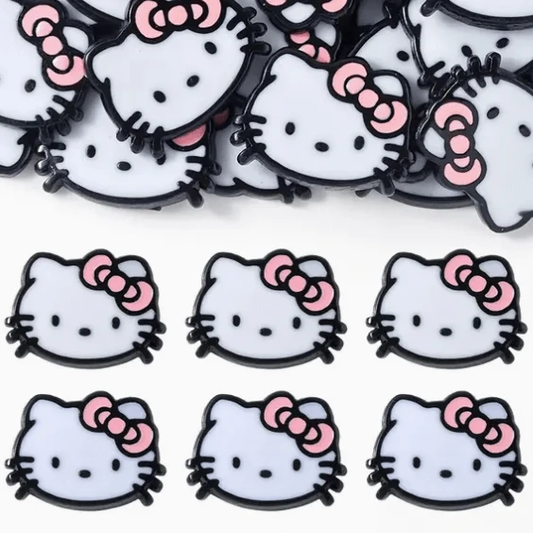 20*33mm "Pink Bow Kitty" Acrylic Cat Shaped, Glue on, Resin Gems (Sold in pair) Resin Gems