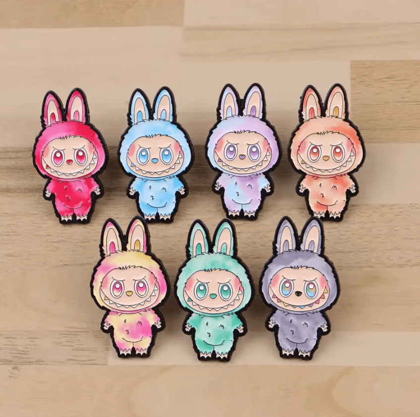 20*35mm Laboubou Print on Black Metal Pins, Sold Individually, Promotions (1 pcs) Promotion