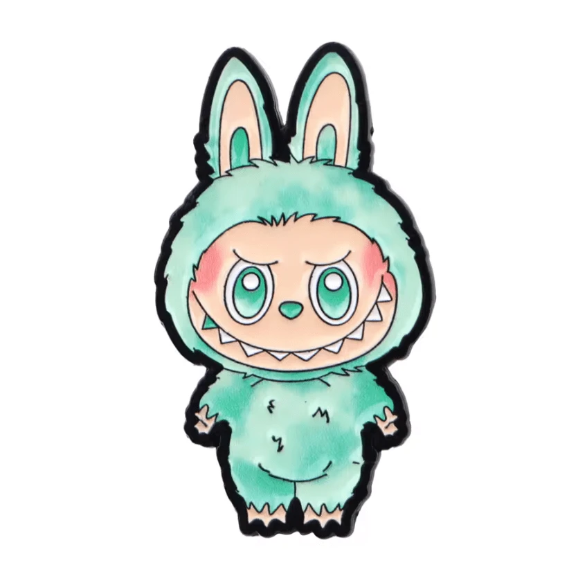 Serenity Monster - Green and Mint 20*35mm Laboubou Print on Black Metal Pins, Sold Individually, Promotions (1 pcs) Promotion