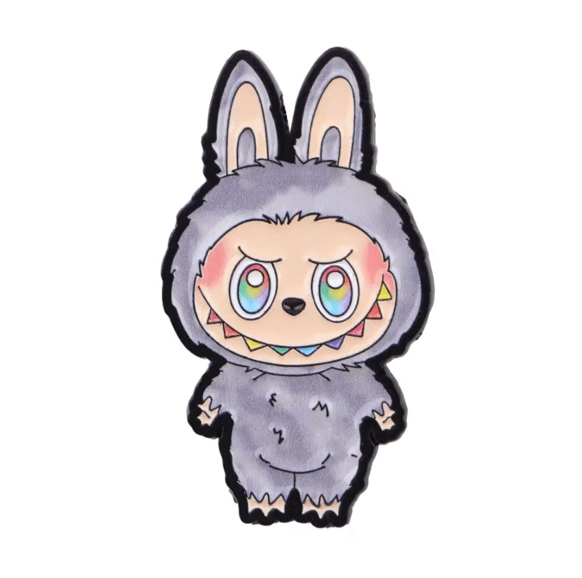 Secret Character Monster - Brown/Tan 20*35mm Laboubou Print on Black Metal Pins, Sold Individually, Promotions (1 pcs) Promotion