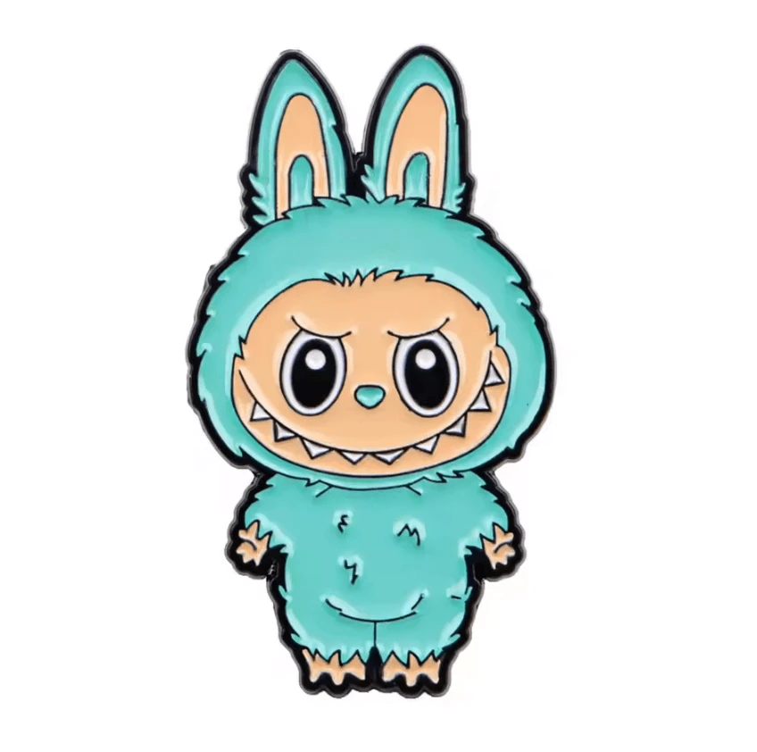 Teal Monster 20*35mm Laboubou Print on Black Metal Pins, Sold Individually, Promotions (1 pcs) Promotion
