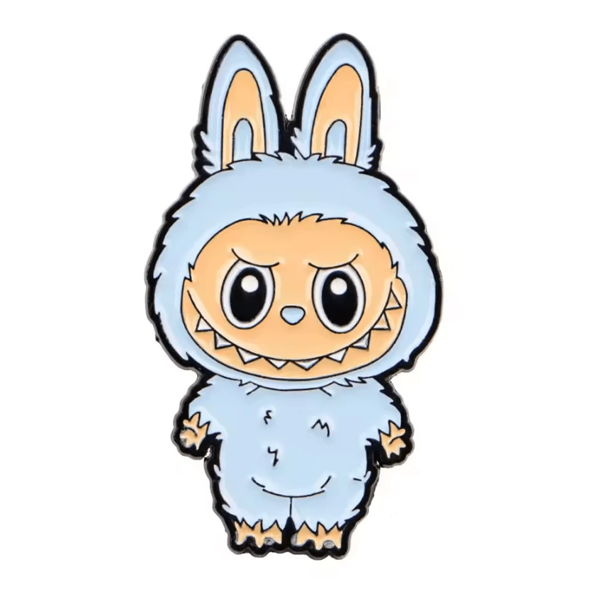 Sea Salt  Coconut - Light Blue Monster 20*35mm Laboubou Print on Black Metal Pins, Sold Individually, Promotions (1 pcs) Promotion