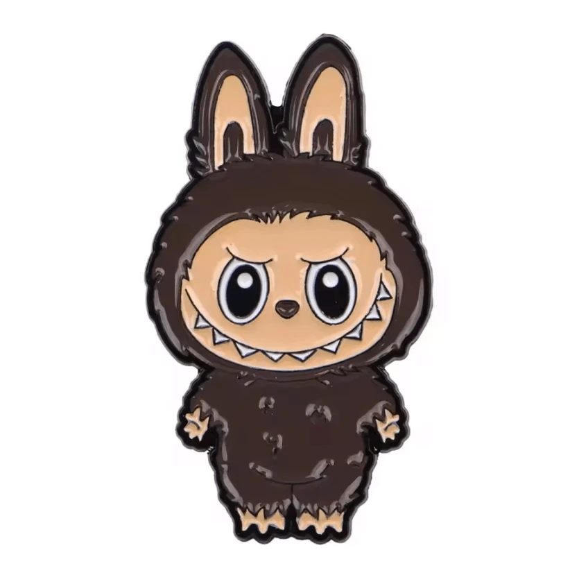 Chestnut Cocoa - Brown Monster 20*35mm Laboubou Print on Black Metal Pins, Sold Individually, Promotions (1 pcs) Promotion