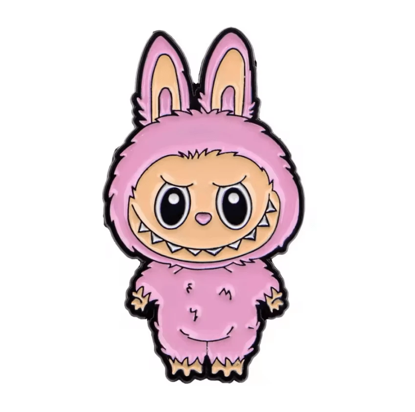 Lychee Berry - Pink Monster 20*35mm Laboubou Print on Black Metal Pins, Sold Individually, Promotions (1 pcs) Promotion