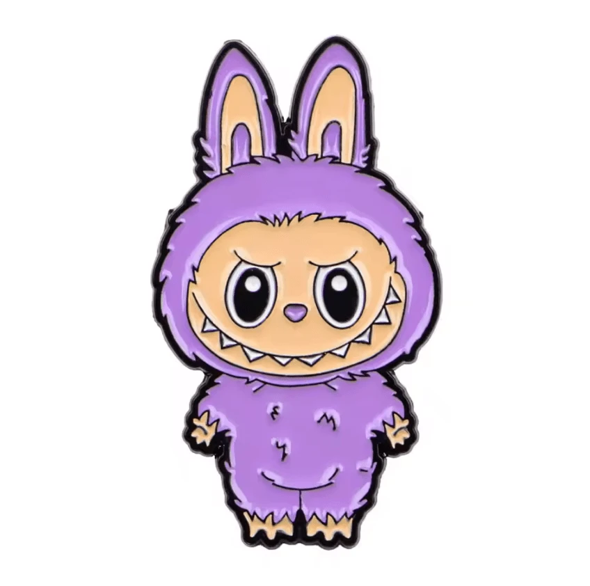 Purple Monster 20*35mm Laboubou Print on Black Metal Pins, Sold Individually, Promotions (1 pcs) Promotion