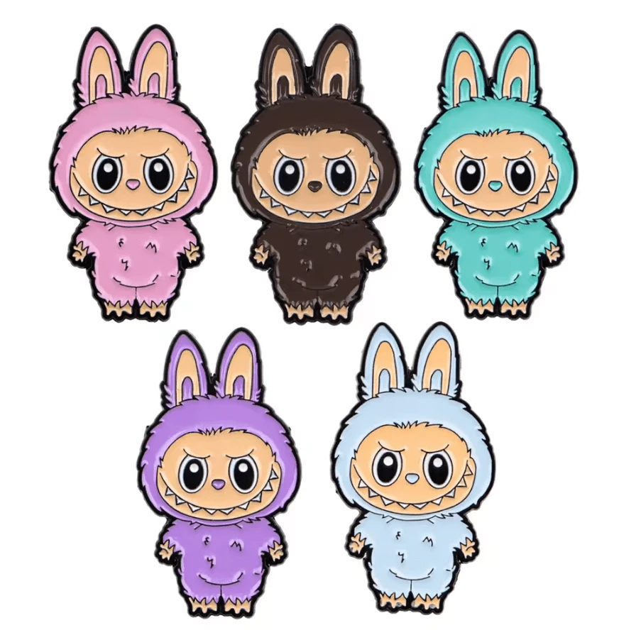 20*35mm Laboubou Print on Black Metal Pins, Sold Individually, Promotions (1 pcs) Promotion