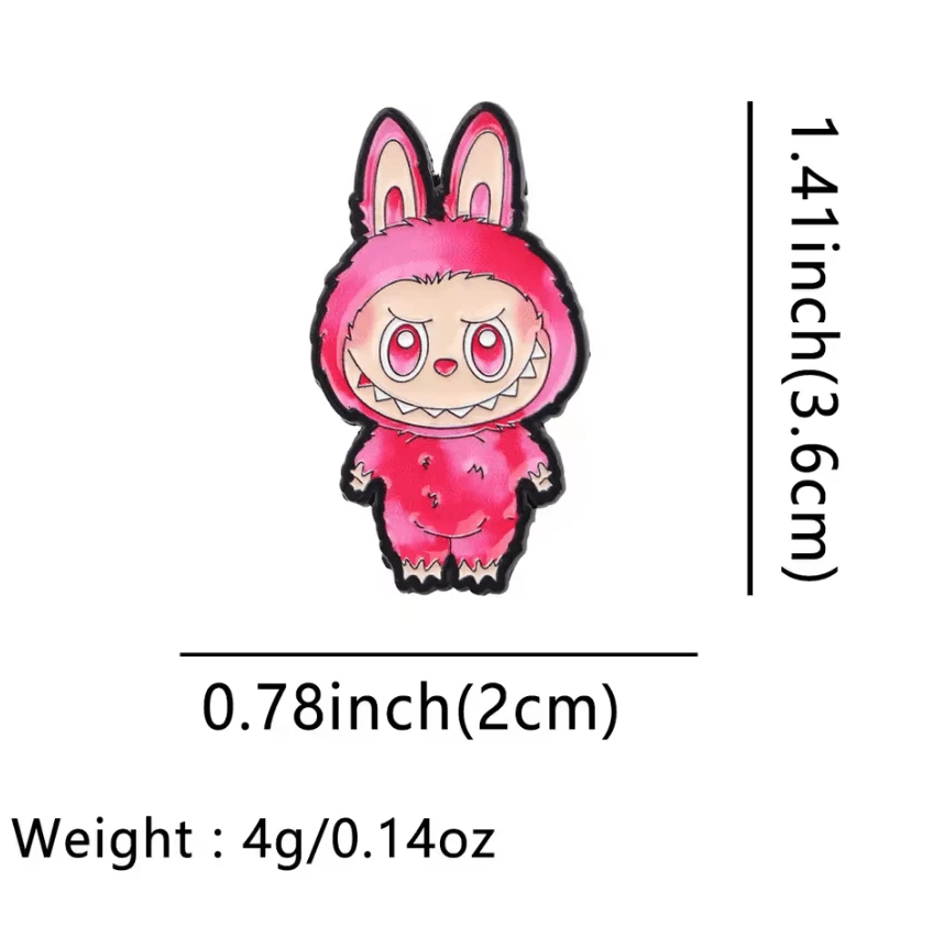 20*35mm Laboubou Print on Black Metal Pins, Sold Individually, Promotions (1 pcs) Promotion