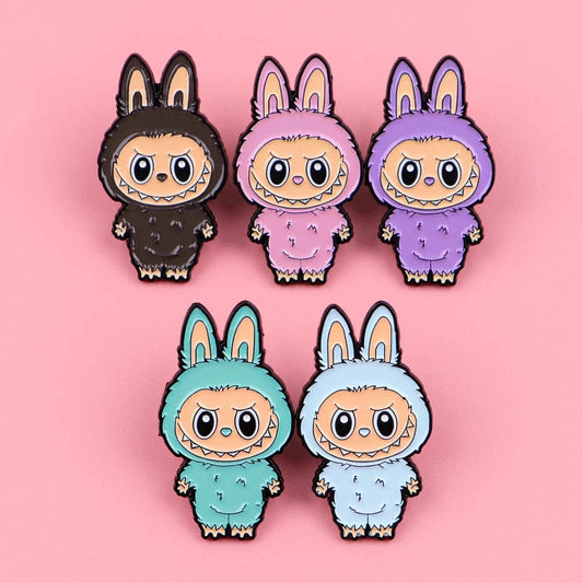 20*35mm Laboubou Print on Black Metal Pins, Sold Individually, Promotions (1 pcs) Promotion