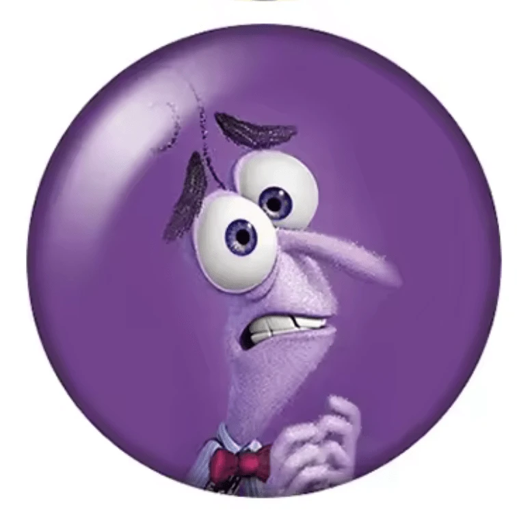 20mm "Anxiety" Purple Inside Out Printed dome Cab, Glue on, Resin Gems (Sold in pair) Resin Gems