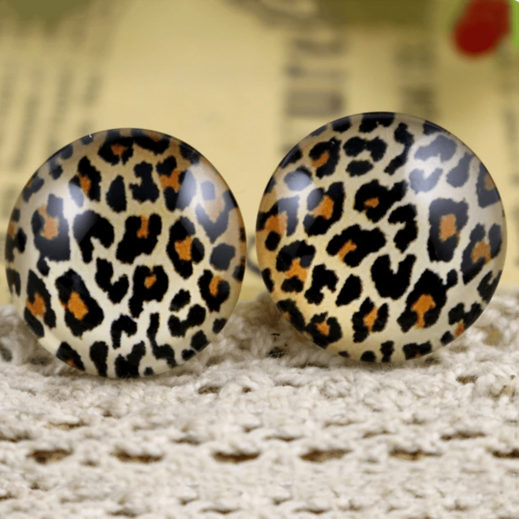 20mm Brown-Tan Leopard Animal Print Dome, Glue on, Acrylic Resin Gems (Sold in Pair) Resin Gems