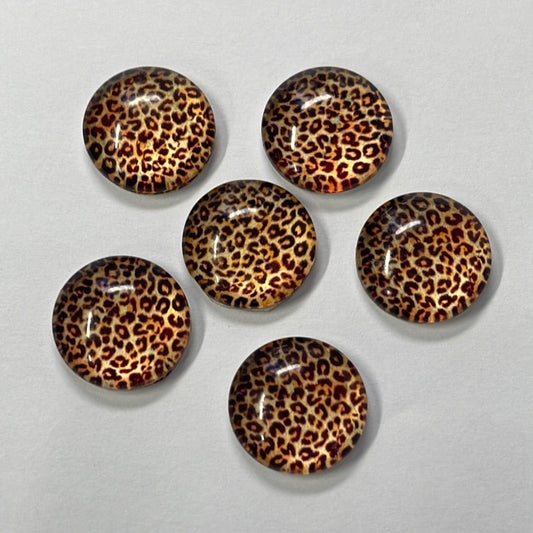 20mm Brown-Tan-Orange Animal Print Dome, Glue on, Acrylic Resin Gems (Sold in Pair) Resin Gems