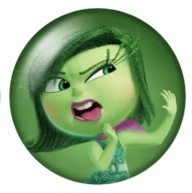 20mm "Disgust" Green Inside Out Printed dome Cab, Glue on, Resin Gems (Sold in pair) Resin Gems