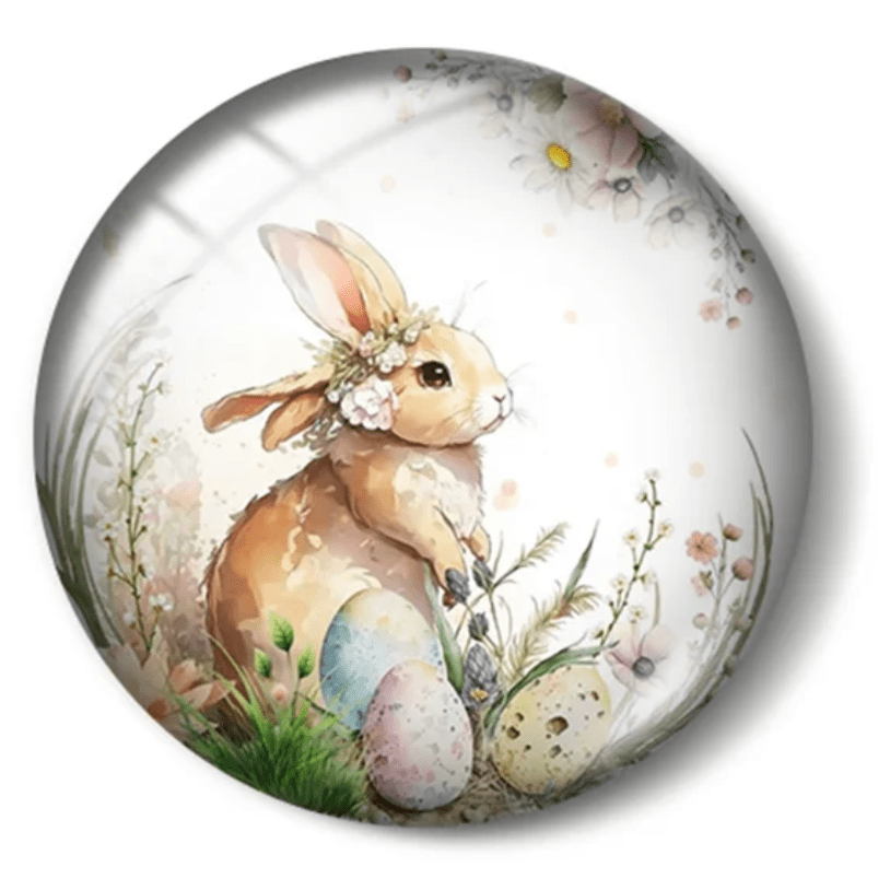 20mm Easter Bunny Delivery Dome, Glue on, Acrylic Resin Gems (Sold in Pair) Resin Gems