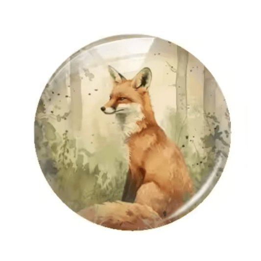 20mm "Fox" Cute Cartoon Printed Cab, Glue on, Resin Gems (Sold in pair) Resin Gems
