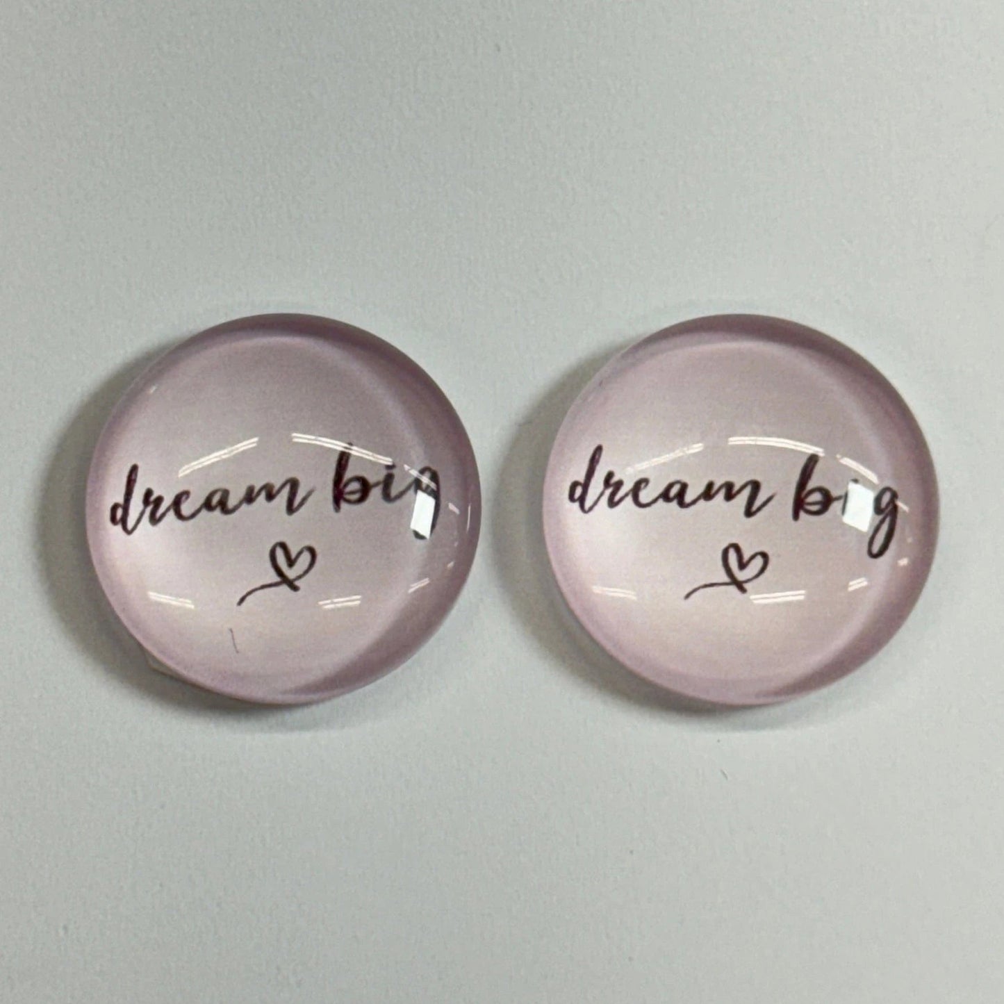 Dream Big 20mm Inspirational Quotes, Glue on, Resin Gem (Sold In Pair) Resin Gems