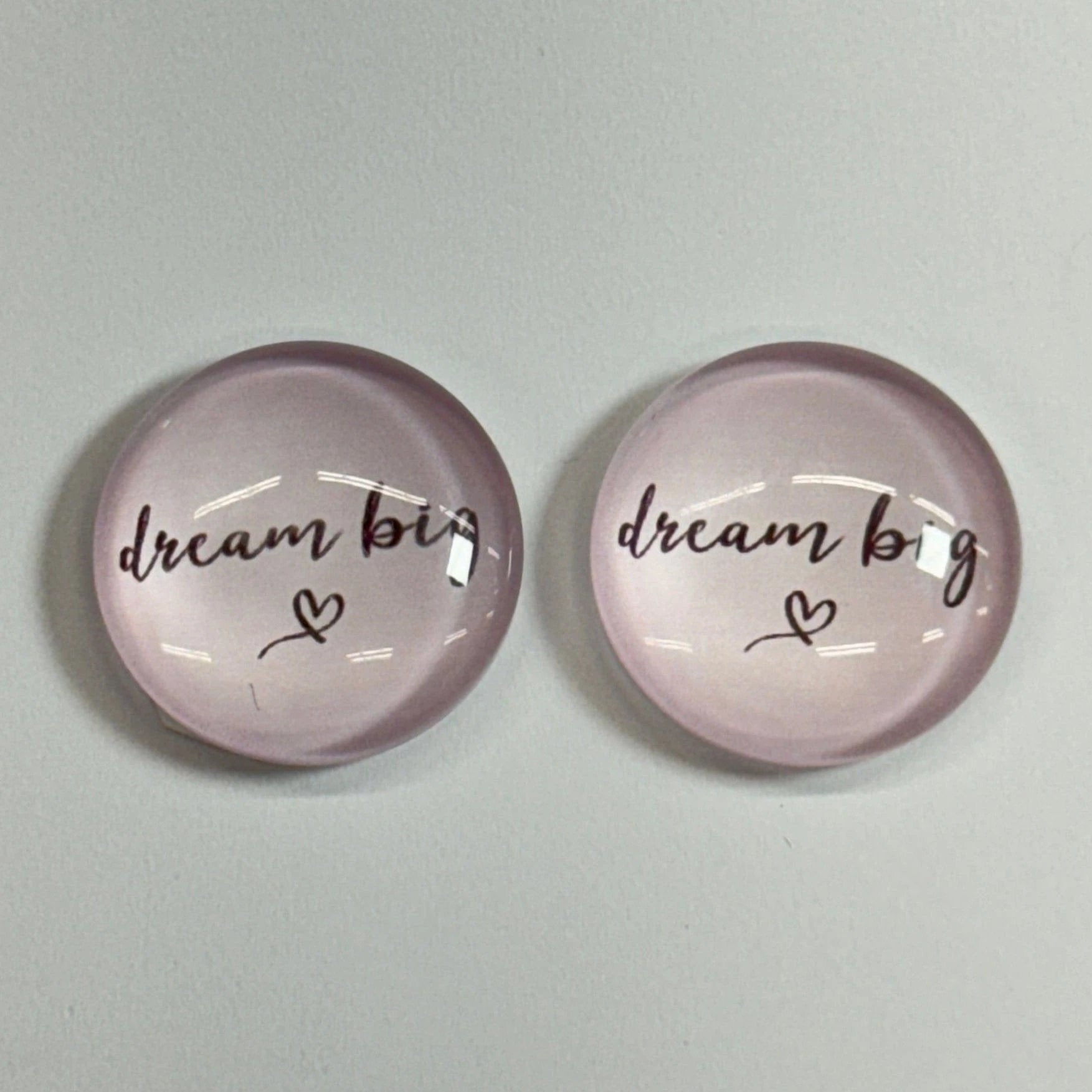 Dream Big 20mm Inspirational Quotes, Glue on, Resin Gem (Sold In Pair) Resin Gems