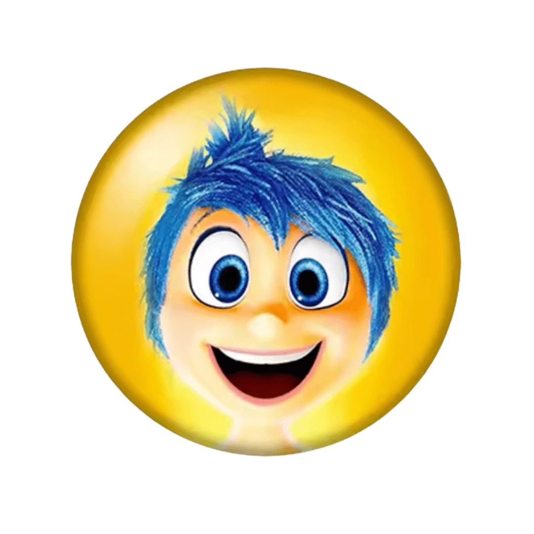 20mm "Joy" Yellow Inside Out Printed dome Cab, Glue on, Resin Gems (Sold in pair) Resin Gems