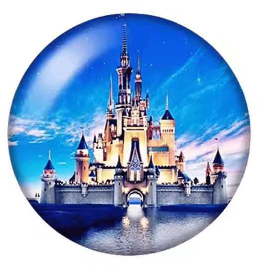 20mm "Magic Kingdom"  Printed dome Cab, Glue on, Resin Gems (Sold in pair) Resin Gems