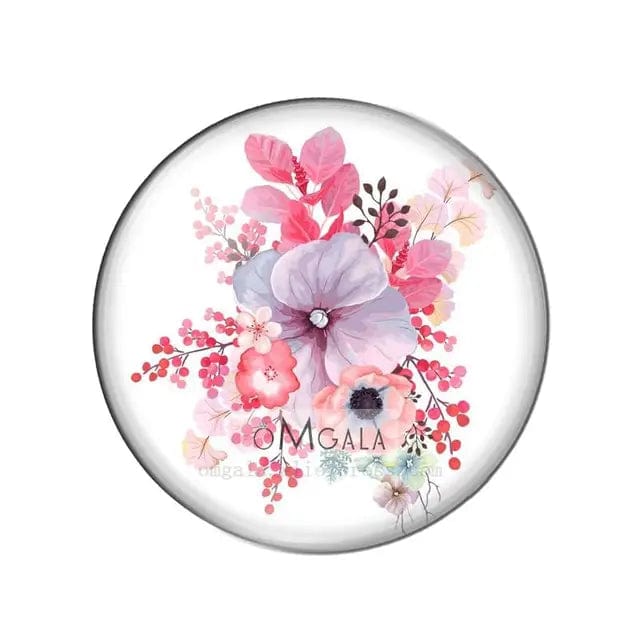 20mm Happy Anniversary Bouquet 20mm Mixed Rose Flowers Cabochon, Round Photo Glass, Glue on (Sold in Pair) Resin Gems