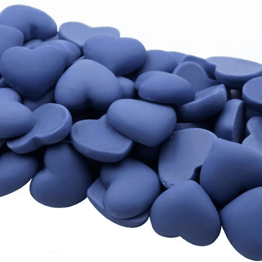 20mm Navy Blue Heart Shaped Matte Rubber Gems, Glue on, Matte Resin Gems (Sold in Pair) Resin Gems