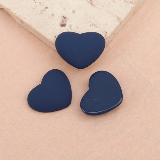 20mm Navy HEART Shaped Matte Rubber Gems, Glue on, Matte Resin Gems (Sold in Pair) Resin Gems
