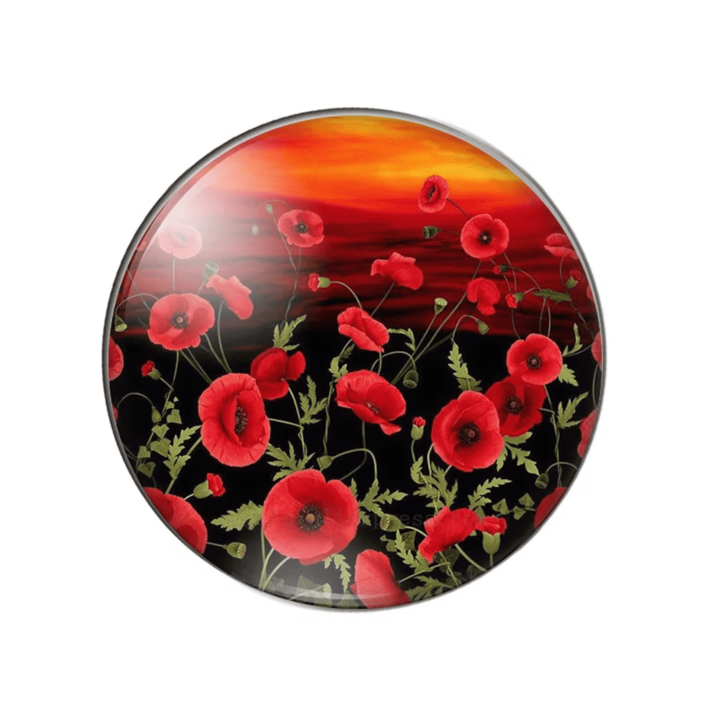 20mm "Poppies in a Field" Red Flowers Cabochon, Glue on, Resin Gem (Sold in Pair) Resin Gems