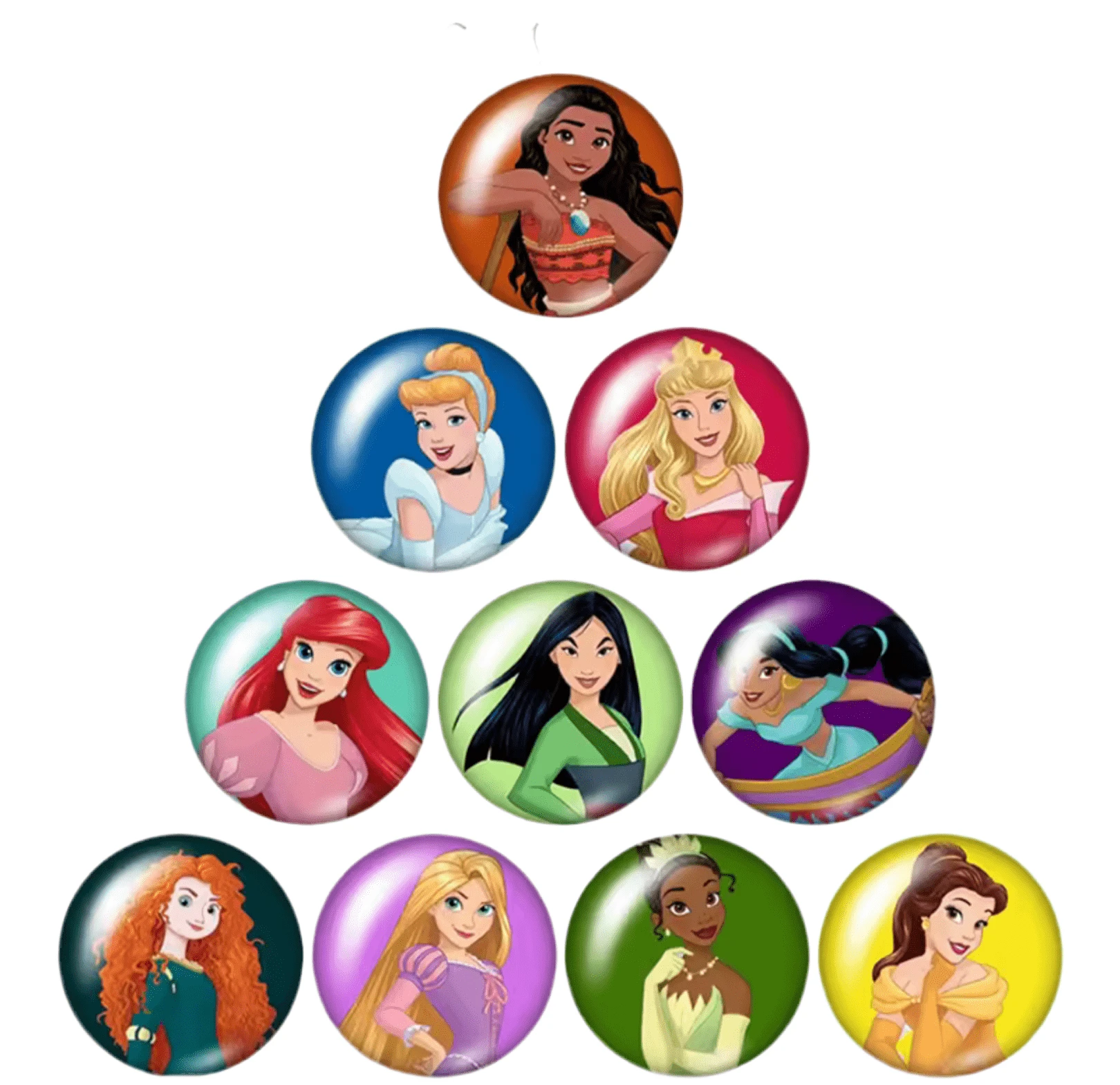 20mm Princesses Cartoon (10 Set) Character Acrylic Round Glass, Glue on, Resin Gem (Sold in Pair) Resin Gems
