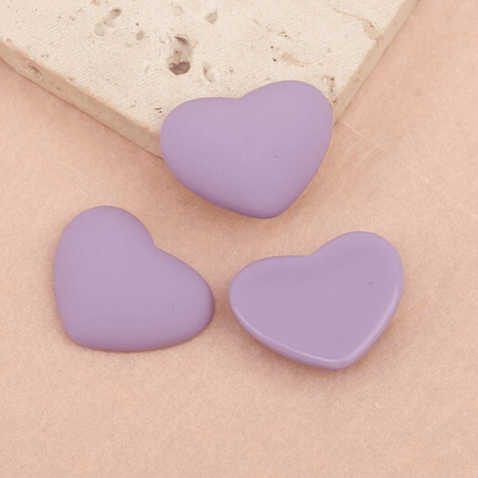 20mm Purple HEART Shaped Matte Rubber Gems, Glue on, Matte Resin Gems (Sold in Pair) Resin Gems