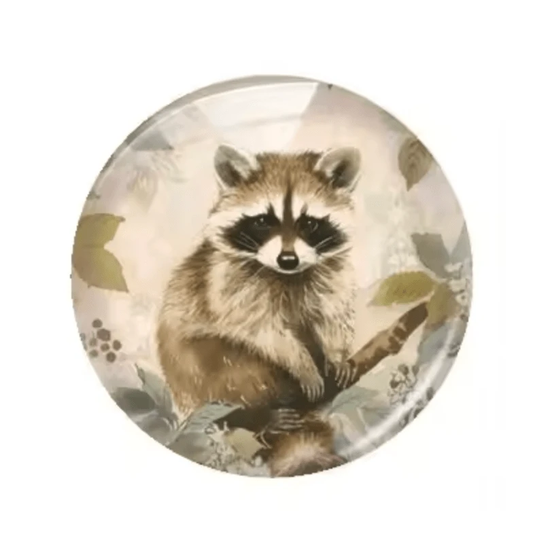 20mm "Raccoon" Cute Cartoon Printed Cab, Glue on, Resin Gems (Sold in pair) Resin Gems