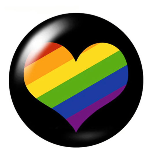 20mm Rainbow Heart in Black Pride All Acrylic Glue on, Resin Gem (Sold in Pair) Resin Gems