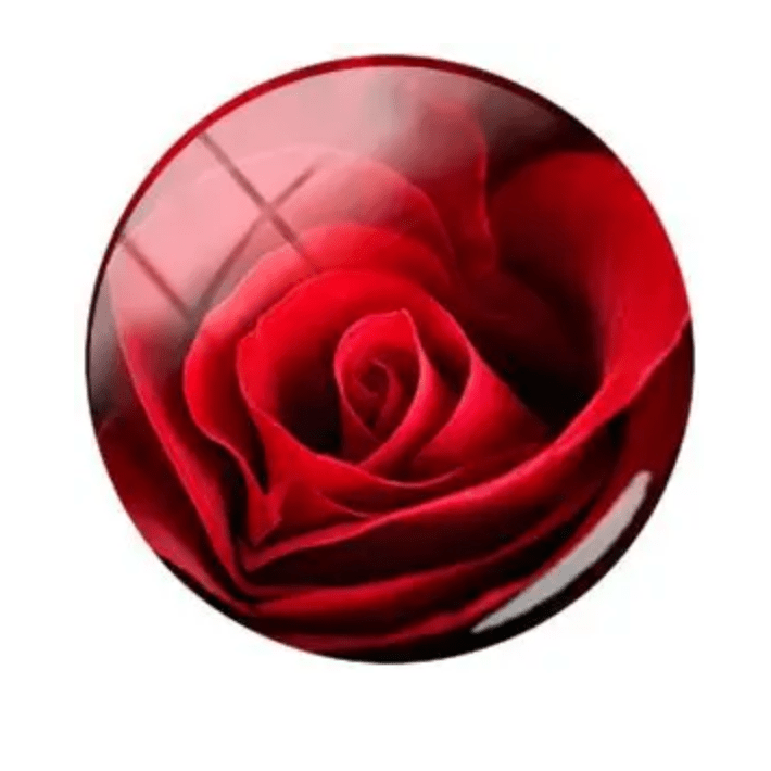 20mm Red Rose heart in Black background Acrylic Printed Circle, Glue on, Resin Gem (Sold in Pair) Resin Gems