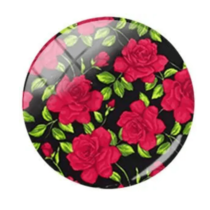 20mm Rose Bushes with Black background Acrylic Teardrop, Glue on, Resin Gem (Sold in Pair) Resin Gems