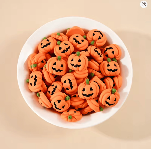 20mm Smiling Pumpkin , Glue on, Resin Gem (Sold In Pair) Resin Gems